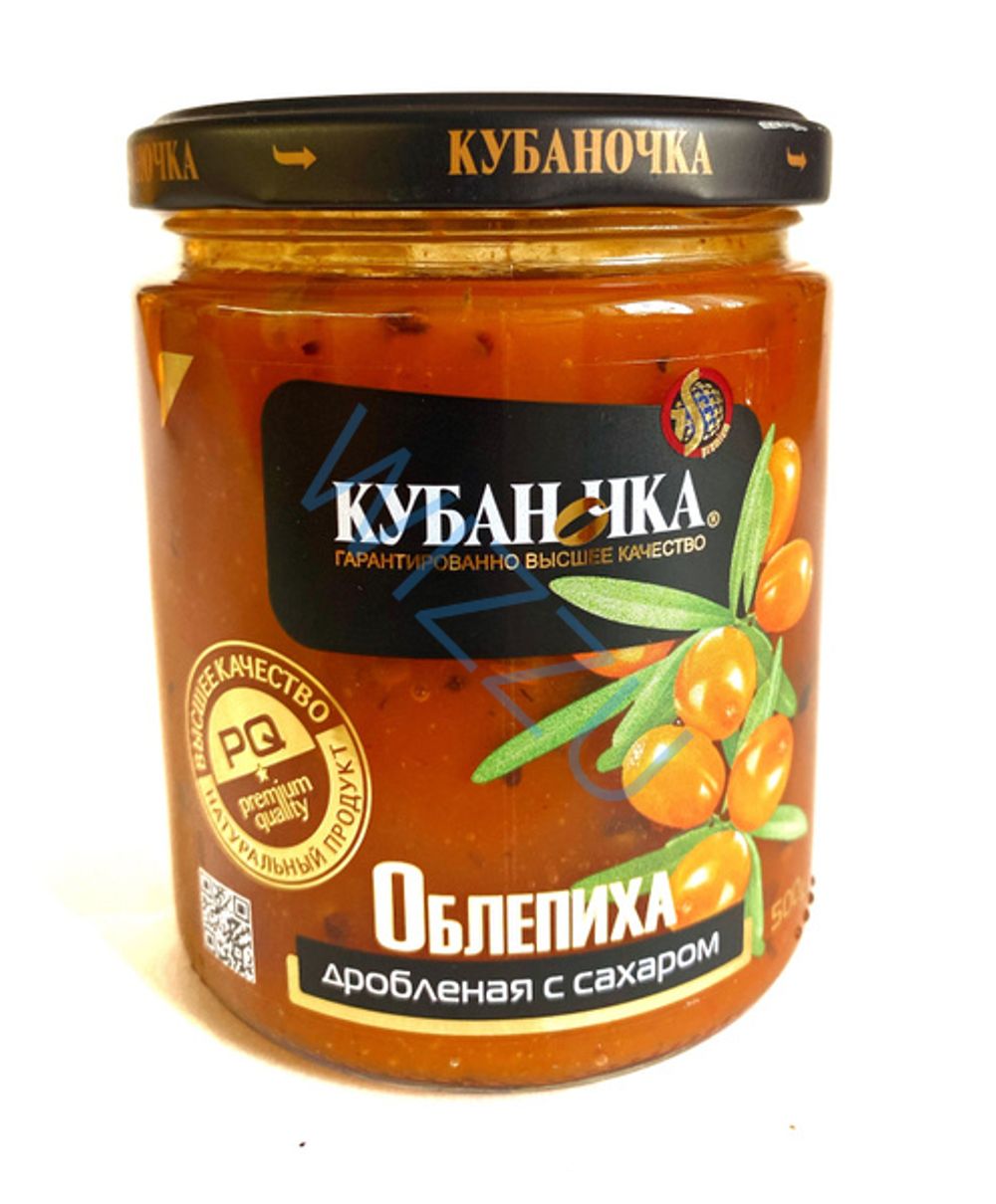 Облепиха дробленая с сахаром ТМ Кубаночка ст/б 500 гр