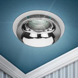 Светильник встраиваемый декоративный ЭРА KL103 WH/CH под лампу MR16 GU5.3 белый/хром | Декоративные встраиваемые светильники