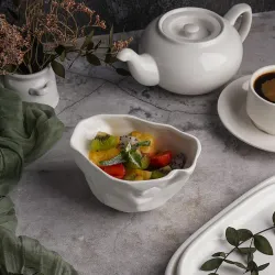 Салатник 450 мл 13*11 см h8 см овальный Crumpled Style белый фарфор P.L. Proff Cuisine [4]