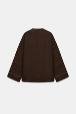 РУБАШКА ИЗ ЛЬНА С КОНТРАСТНОЙ ОТСТРОЧКОЙ — ZARA