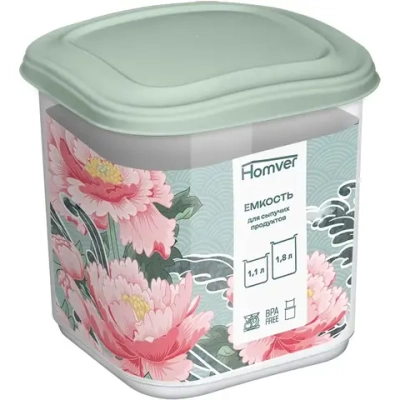 Емкость для сыпучих продуктов "Бергамо" 1,1л (светло-зеленый)