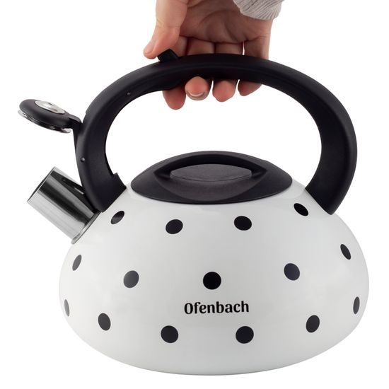 Чайник 2,5 л. из нержавеющей стали со свистком Ofenbach NB-100301 горошек