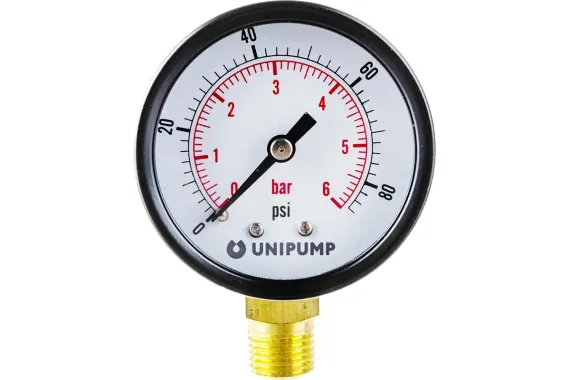 Манометр вертикальный UNIPUMP 6 бар 53мм НР 1/4" радиальный 31062