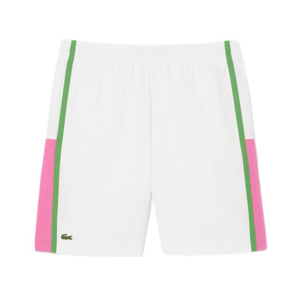 Мужские теннисные шорты Lacoste Sport Colourblock Panels Lightweight - white/fushia pink/billiard green