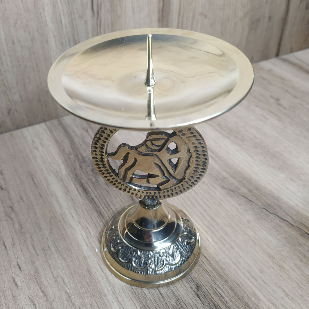 Подсвечник с иглой Знак Зодиака в круге Стрелец латунь (полиш) 8,3x8,3x12,8 см