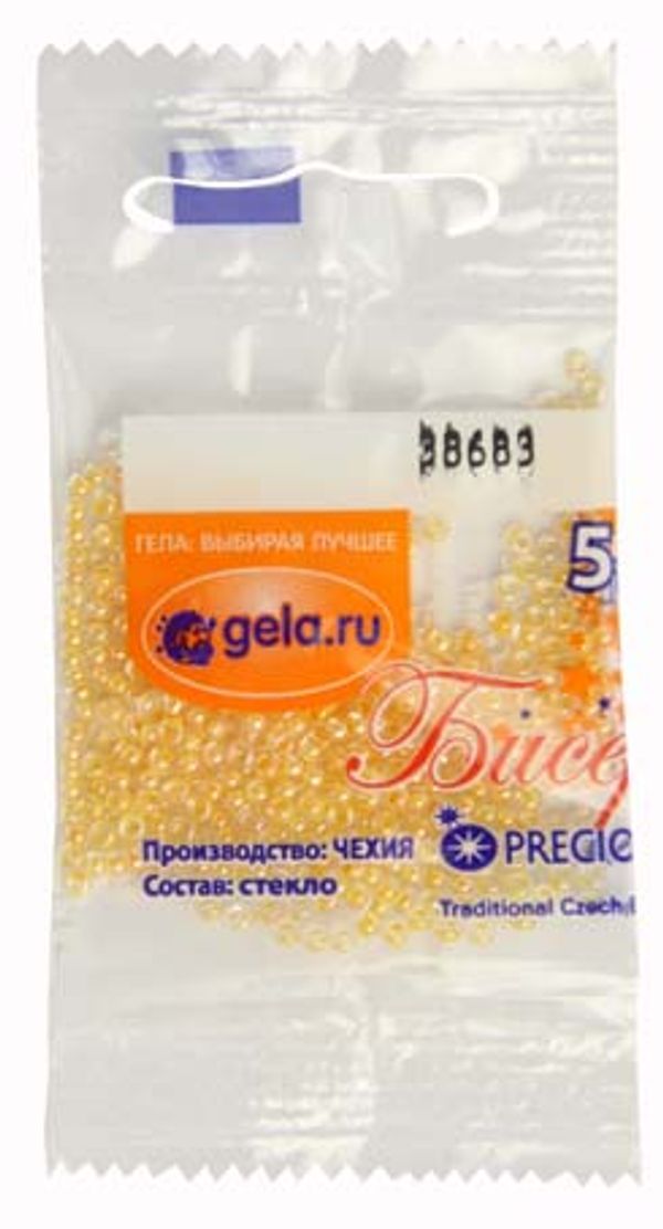 Бисер Preciosa 10/0, 50 г (10 шт по 5 г), цв.38683 желтый прозр.