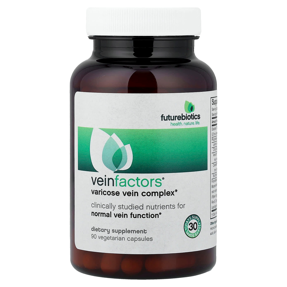Futurebiotics, VeinFactors®, противоварикозный комплекс, 90 вегетарианских капсул