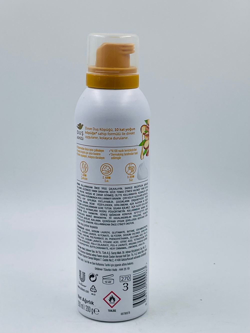 Плотная пена для душа Argan с аргановым маслом 200 мл (Турция)