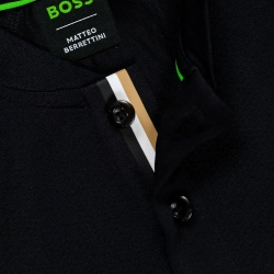 Мужское теннисное поло BOSS x Matteo Berrettini Pariq MB Polo - чёрное