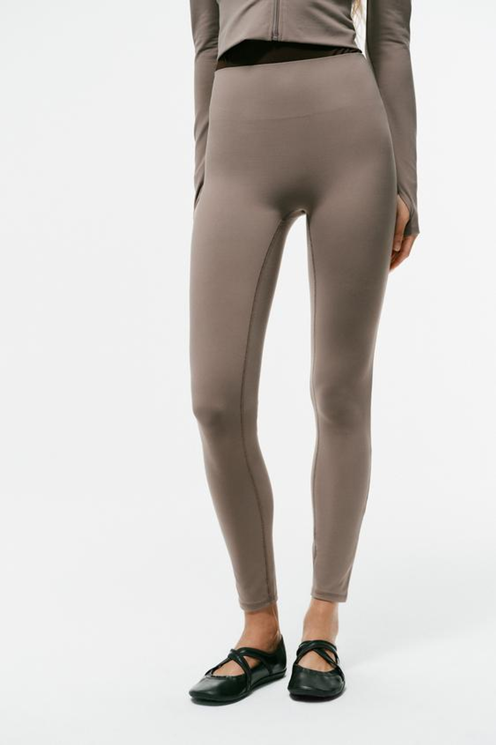 ZARA ЭЛАСТИЧНЫЕ ЛЕГИНСЫ, СВЕТЛО-КОРИЧНЕВЫЙ