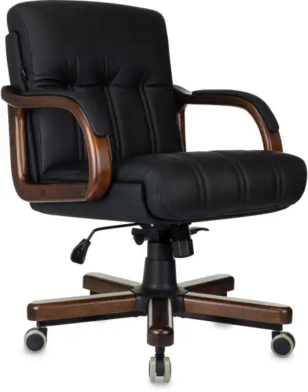 Кресло руководителя Бюрократ T-9932Walnut-Low черный кожа низк.спин. крестов. металл/дерево