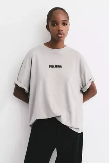 PULL&BEAR Футболка с принтом Pink Floyd, белый
