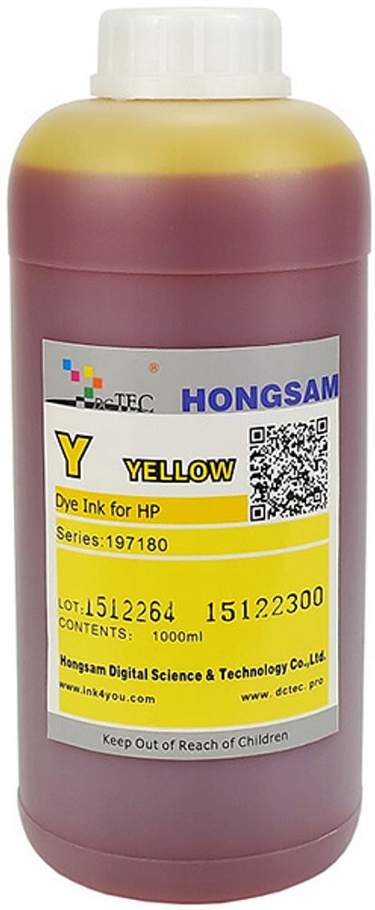 Чернила DCTec — HONGSAM водорастворимые для HP серия: 197180 - Yellow (Желтый) 1000 мл. Чернила DCTec — HONGSAM водорастворимые для HP серия: 197180 - Yellow (Желтый) 1000 мл.