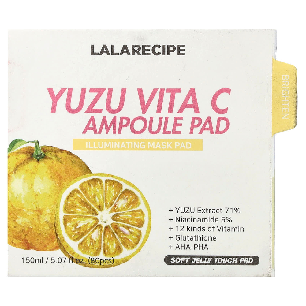 Lalarecipe, Yuze Vita C, ампульные диски, для сияния кожи, 80 шт, 150 мл (5,07 жидк. унции)