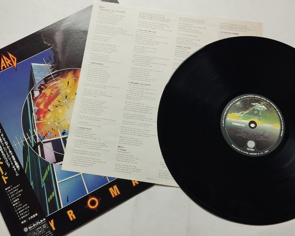 Винтажная виниловая пластинка LP Def Leppard Pyromania (Japan 1983) (Obi) Die Hard The Hunter
