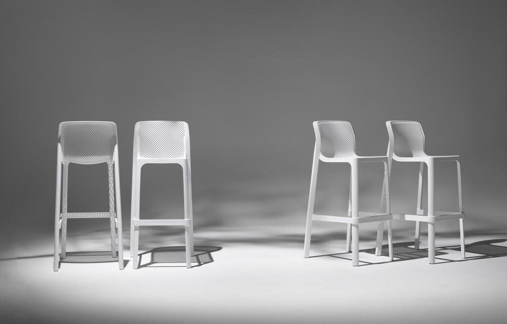 Стул пластиковый полубарный Nardi Net Stool Mini, белый