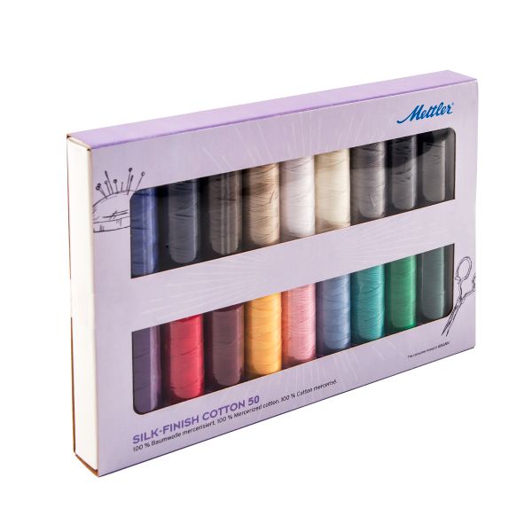 Нитки швейные (набор) Mettler Silk Finish в подарочной упаковке, 18 катушек, 1 шт