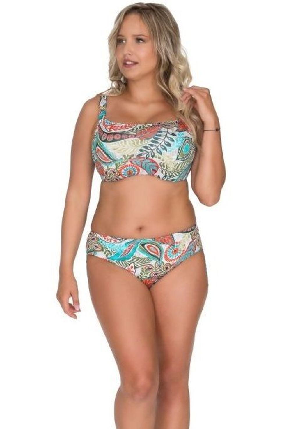 Плавки-бразилиана с растительным орнаментом (Размер: 4X) (Цвет: разноцветный)