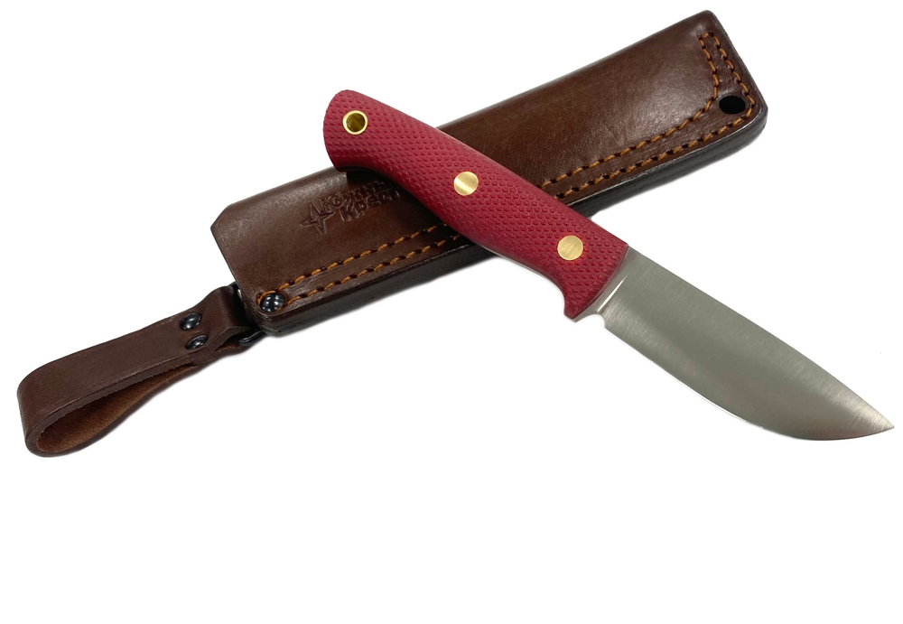 Нож Caribou, N690, микарта красная, 247.1557 конв