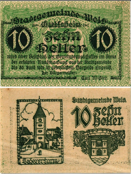 Австрия 10 геллеров 1920 Вельс aUNC