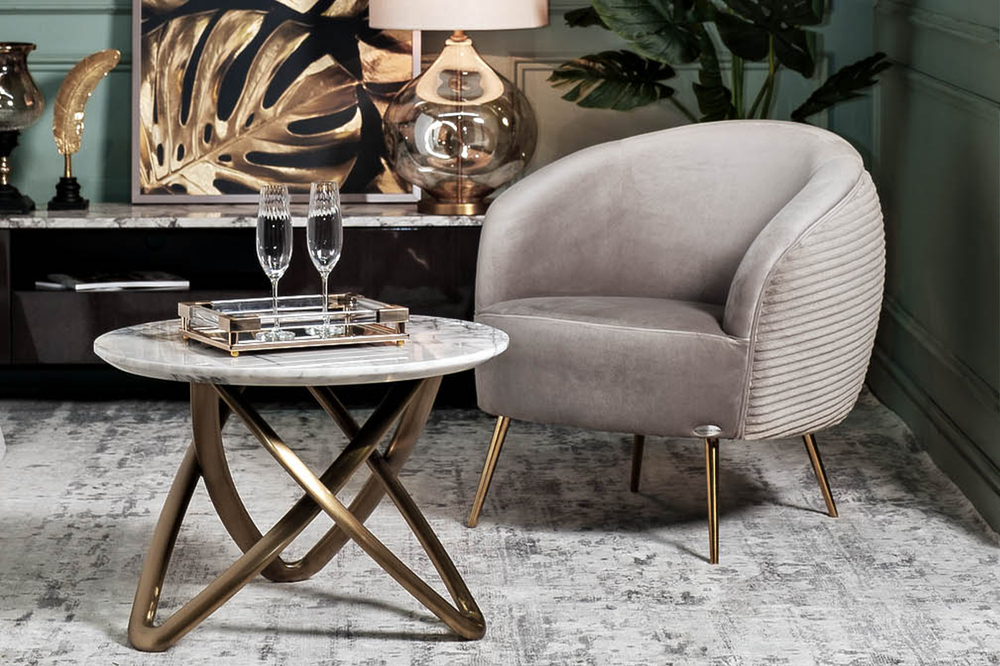 Стол журнальный Garda Decor натуральный белый мрамор d70*50 см
