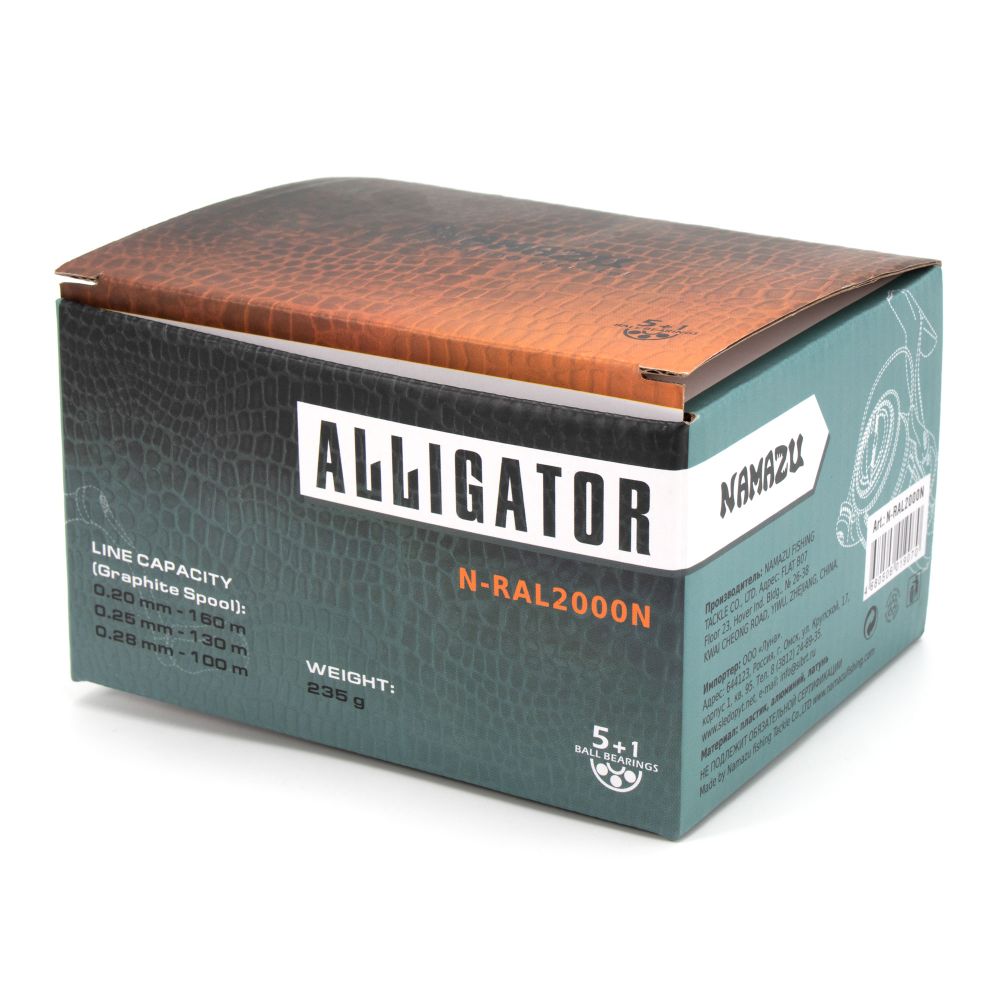 Катушка безынерционная Namazu PRO Alligator NEW AL2000, 5+1 подш., метал. шпуля + запасная графит. ш