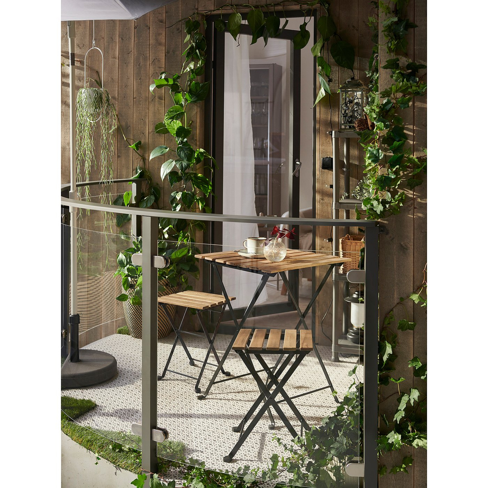 IKEA TÄRNÖ  (ИКЕА ТЭРНЁ)  -  Табурет складной - черный/светло-коричневая морилка 30х42 см