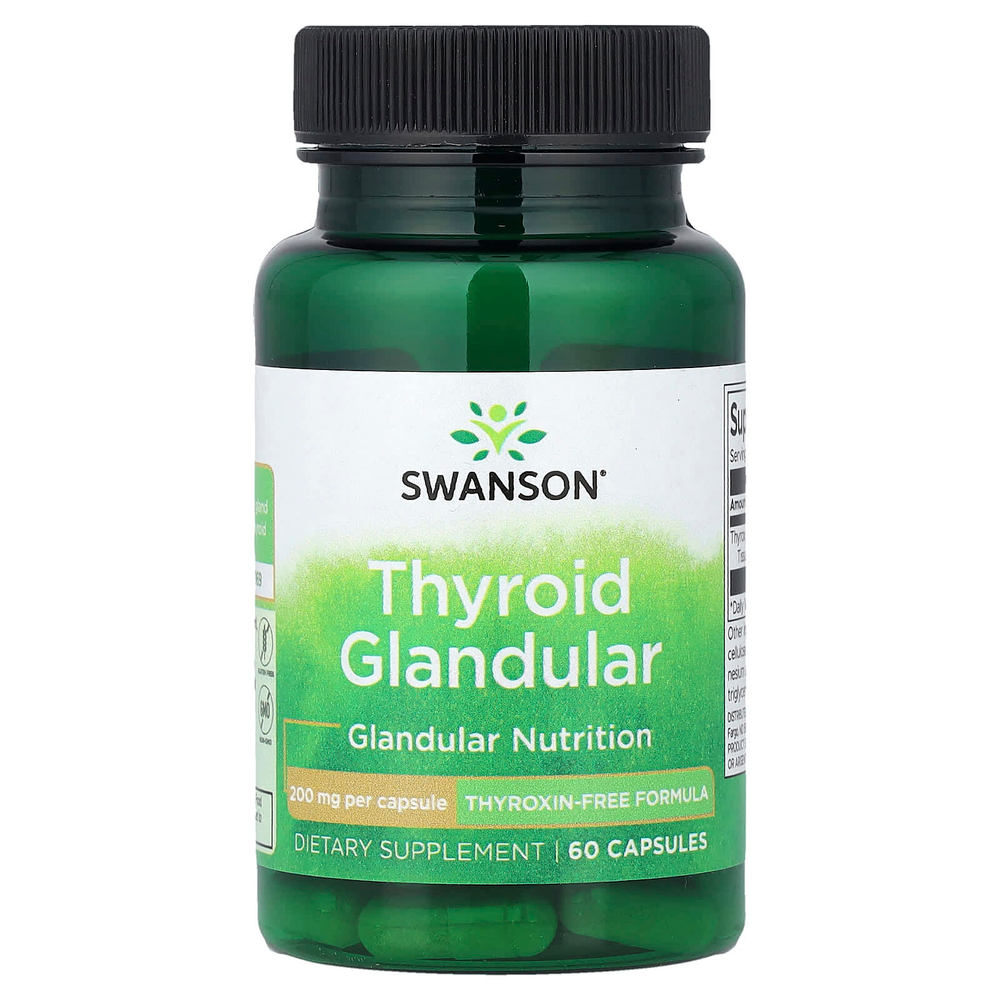 Swanson Vitamins, Щитовидная железа, 200 мг, 60 капсул