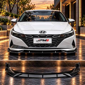 Сплиттер переднего бампера Hyundai Elantra 2020-2023 черный глянец