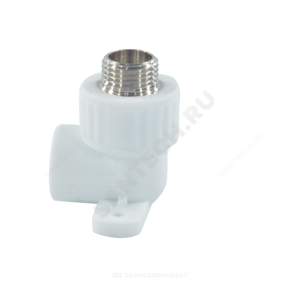 Угольник PP-R комбинированный белый Дн 20х1/2" НР с креплением VALFEX 10121020