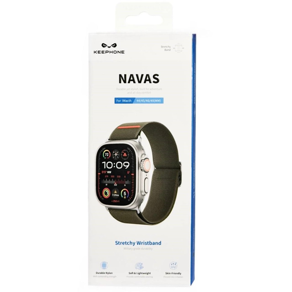 Сменный ремешок для Apple Watch 44/45/46/49мм Keephone Navas (KPNAVAS49AG) зеленый