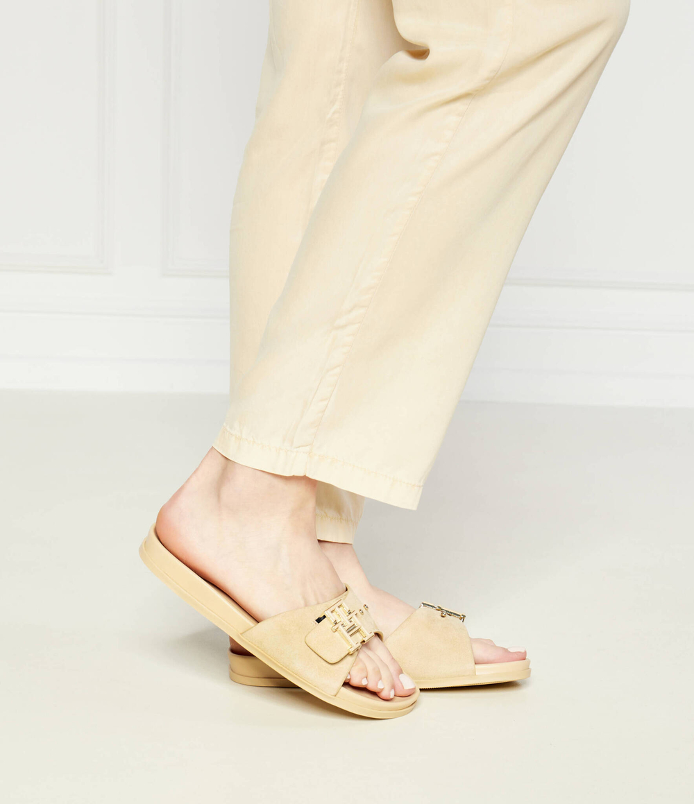 Шлепанцы кожаные suede Tommy Hilfiger - песочный(FW0FW07935)