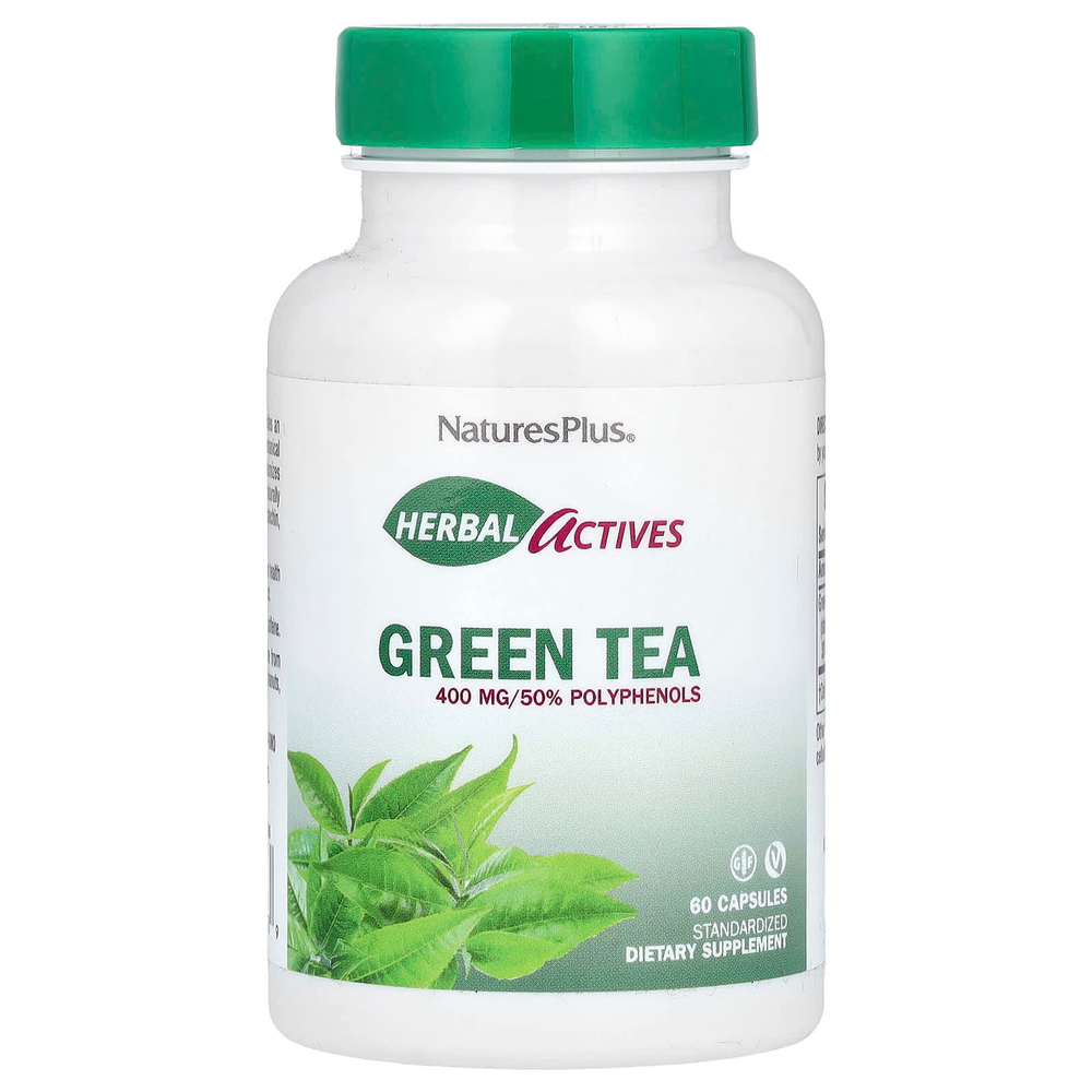 NaturesPlus, Herbal Actives, зеленый чай, 400 мг, 60 капсул