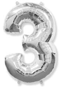 Цифра 3 серебро 42" К