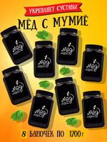 Мёд натуральный с мумие набор (8 банок по 1700 г), 13600 г