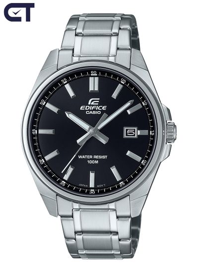 Casio EFV-150D-1A Edifice часы наручные мужские — тонкая стальная классика с чёрным циферблатом