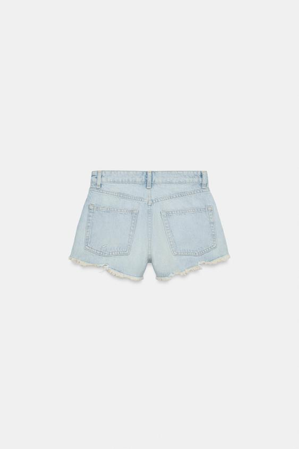 ZARA ДЖИНСОВЫЕ ШОРТЫ TRF С ВЫСОКОЙ ПОСАДКОЙ И РАЗРЫВАМИ, ГОЛУБОЙ