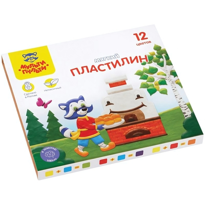 Пластилин мягкий 12цв. 144г. "Енот в сказке" со стеком (Мульти-Пульти)
