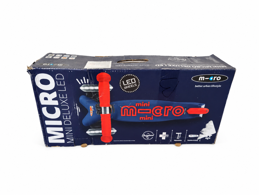 Самокат Mini Micro Deluxe LED Темно-синий дисконт