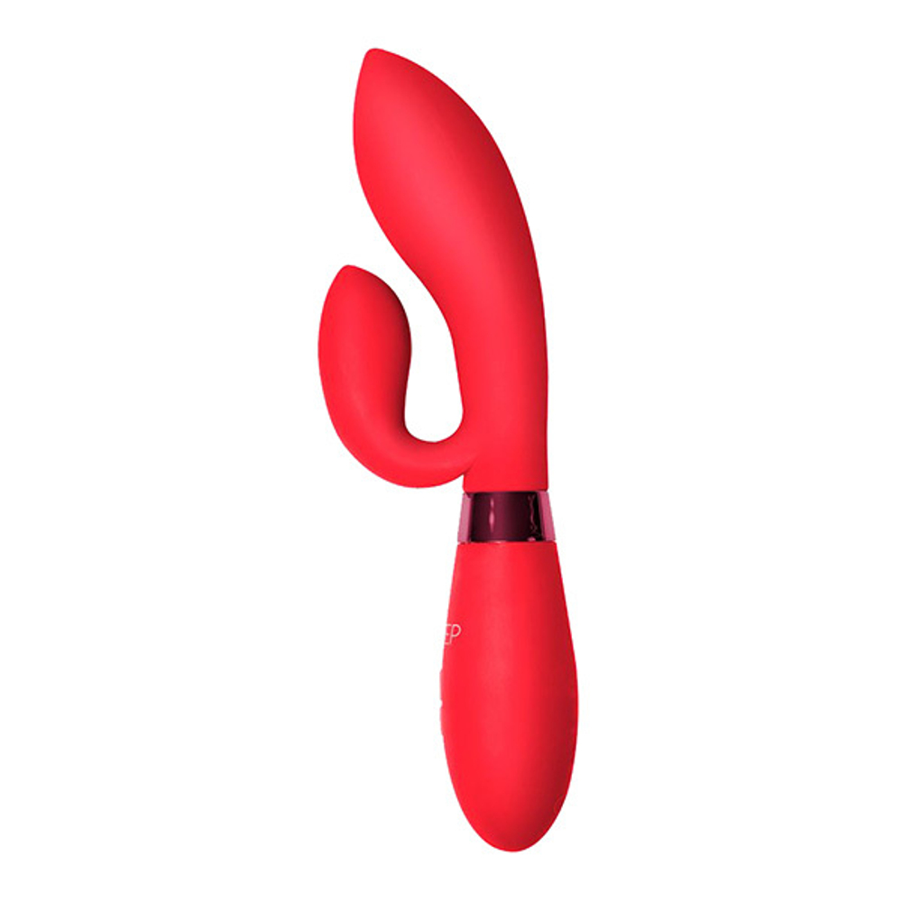 Красный вибратор 20см с клиторальным отростком Indeep Gina