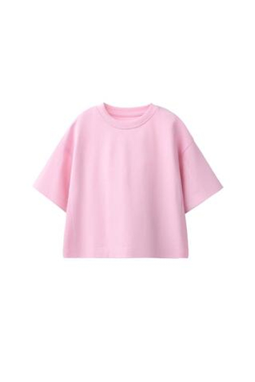 ZARA ОДНОТОННАЯ ФУТБОЛКА HEAVY JERSEY, РОЗОВЫЙ