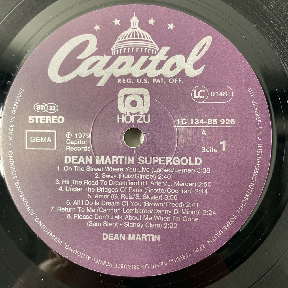 Винтажная виниловая пластинка LP Dean Martin Supergold (Германия 1979)