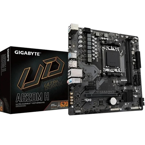 Материнская плата GIGABYTE A620M H (AM5/AMD A620/2xDDR5/PCI-Ex16/PCI-Ex1/M.2/SB7.1/GLAN/DisplayPort/HDMI/mATX)