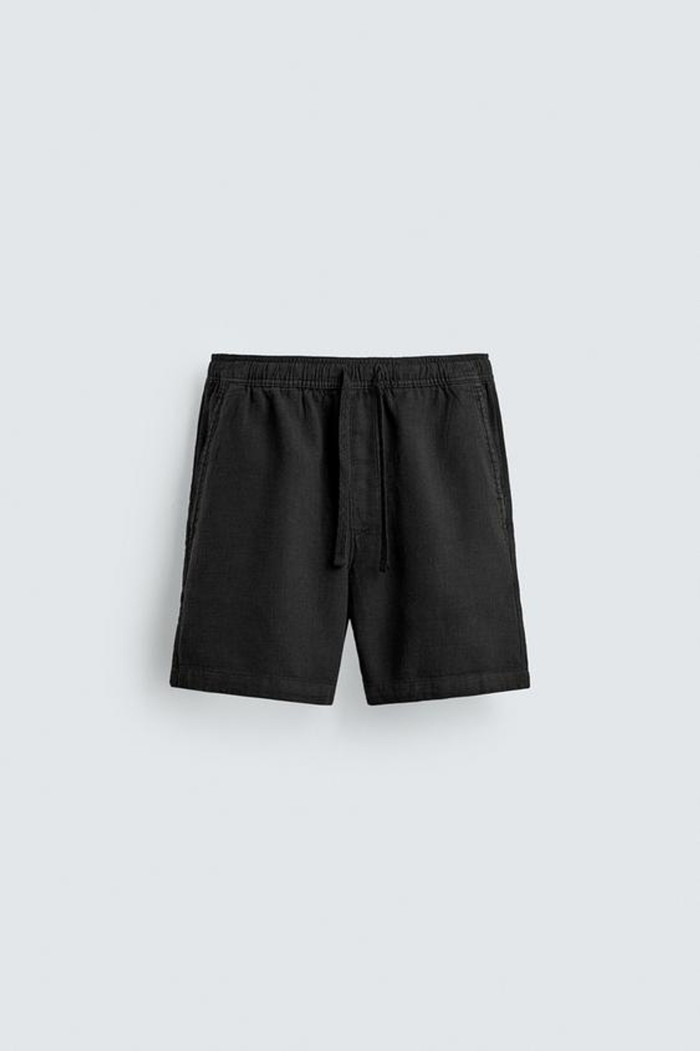 ZARA ШОРТЫ КЛАССИЧЕСКОГО КРОЯ ИЗ РЕЛЬЕФНОЙ ТКАНИ, ЧЕРНЫЙ
