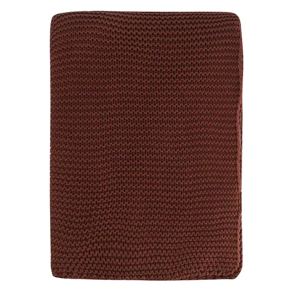 Плед из хлопка жемчужной вязки коричневого цвета из коллекции essential, 130x180 см