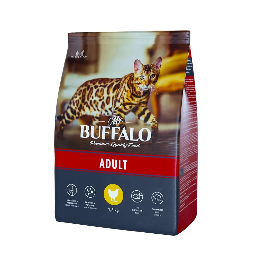 Mr.Buffalo 1.8кг Adult Сухой корм для взрослых кошек Курица