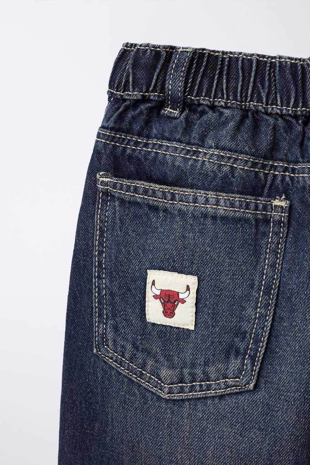 ZARA ДЖИНСЫ WIDE LEG NBA — CHICAGO BULLS, СИНИЙ
