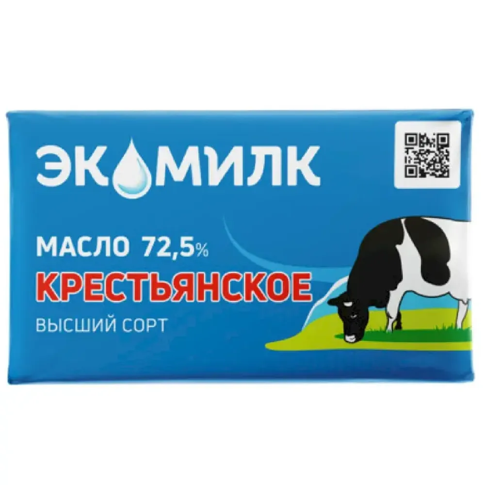Масло сливочное Экомилк Крестьянское Высший сорт 72,5% 160г