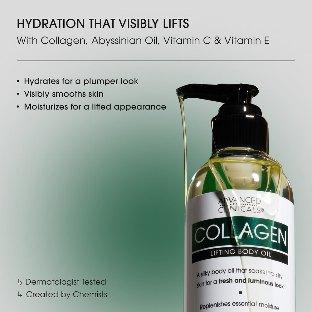 Advanced Clinicals, Collagen, лифтинговое масло для тела, 355 мл (12 жидк. унц.)