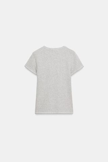 ZARA ФУТБОЛКА С КОНТРАСТНЫМИ ЭЛЕМЕНТАМИ, СЕРЫЙ МЕЛАНЖ